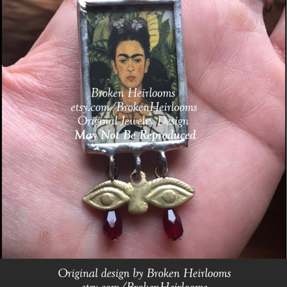 Frida Kahlo milagro blood drip pendant jewelry